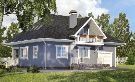 200-001-П Проект двухэтажного дома с мансардой и гаражом, просторный загородный дом из твинблока Асино | Проекты домов от House Expert