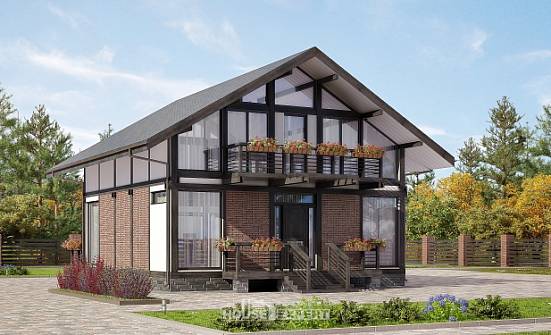 170-007-П Проект двухэтажного дома мансардный этаж, современный загородный дом из бревен Северск | Проекты домов от House Expert