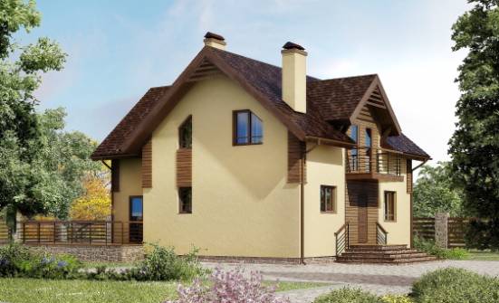 150-009-Л Проект двухэтажного дома с мансардой, классический домик из газобетона Асино | Проекты домов от House Expert