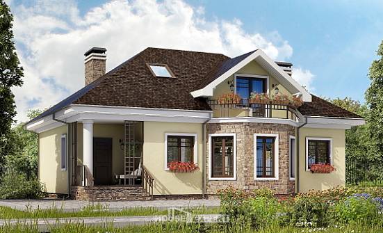 150-008-Л Проект двухэтажного дома мансардой, простой домик из поризованных блоков Томск | Проекты домов от House Expert