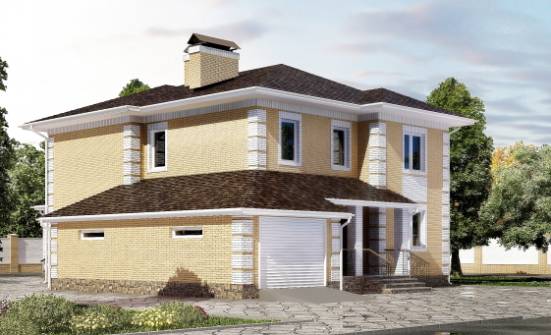 220-006-Л Проект двухэтажного дома и гаражом, классический коттедж из твинблока Колпашево | Проекты домов от House Expert