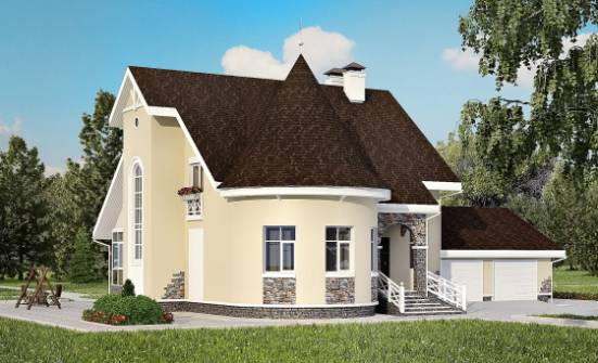 275-001-Л Проект двухэтажного дома мансардный этаж, гараж, большой загородный дом из кирпича Колпашево | Проекты домов от House Expert