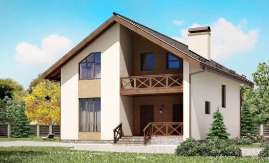 170-002-П Проект двухэтажного дома мансардой, скромный коттедж из пеноблока Северск | Проекты домов от House Expert