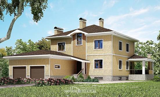 350-002-Л Проект трехэтажного дома, гараж, красивый дом из кирпича Стрежевой | Проекты домов от House Expert