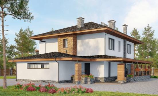 305-001-П Проект двухэтажного дома, гараж, большой домик из керамзитобетонных блоков Стрежевой | Проекты домов от House Expert