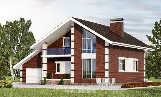 180-001-Л Проект двухэтажного дома мансардой и гаражом, доступный домик из твинблока Томск | Проекты домов от House Expert