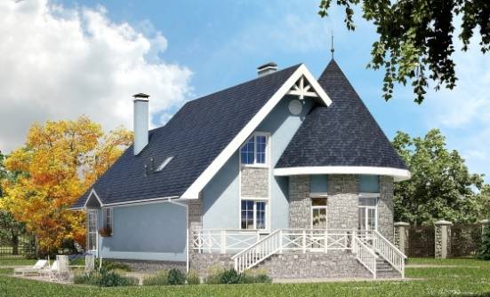 170-003-П Проект двухэтажного дома с мансардой, красивый домик из керамзитобетонных блоков Северск | Проекты домов от House Expert