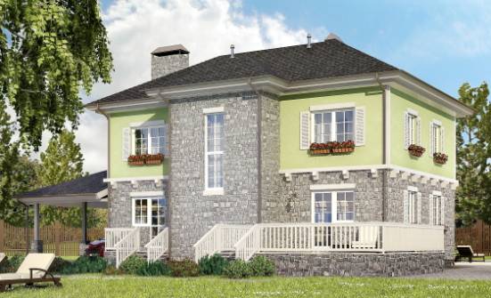 155-006-П Проект двухэтажного дома и гаражом, недорогой коттедж из твинблока Колпашево | Проекты домов от House Expert