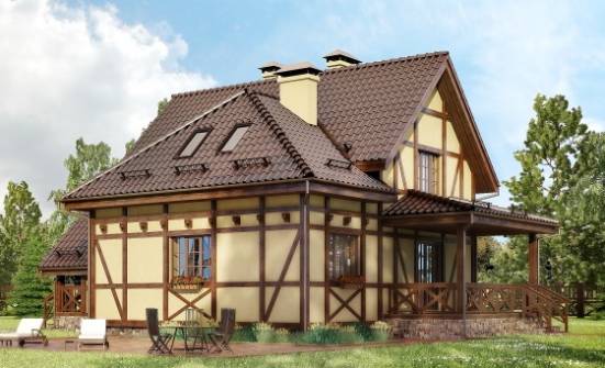 160-003-П Проект двухэтажного дома мансардой, компактный домик из твинблока Северск | Проекты домов от House Expert