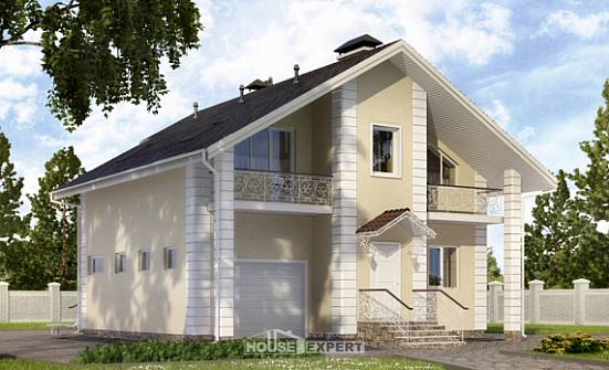 150-002-Л Проект двухэтажного дома мансардой, гараж, простой домик из пеноблока Колпашево | Проекты домов от House Expert
