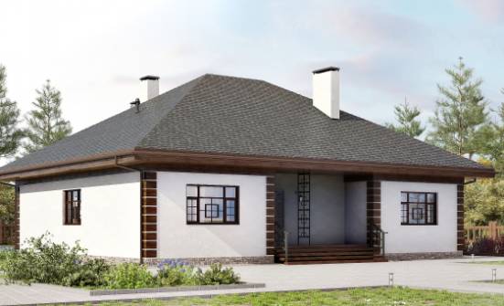 135-003-П Проект одноэтажного дома, бюджетный загородный дом из теплоблока Томск | Проекты домов от House Expert