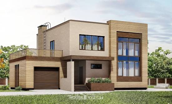220-003-Л Проект двухэтажного дома, гараж, красивый дом из газобетона Асино | Проекты домов от House Expert