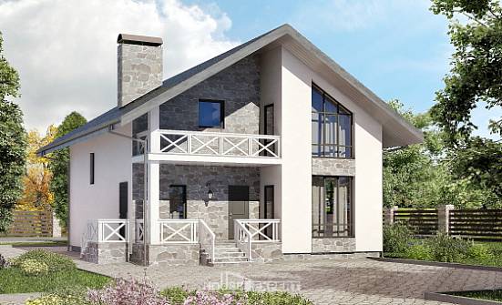 155-001-Л Проект двухэтажного дома с мансардным этажом, гараж, бюджетный коттедж из пеноблока Северск | Проекты домов от House Expert