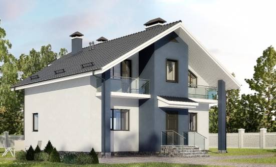 150-005-П Проект двухэтажного дома с мансардным этажом, скромный загородный дом из поризованных блоков Северск | Проекты домов от House Expert