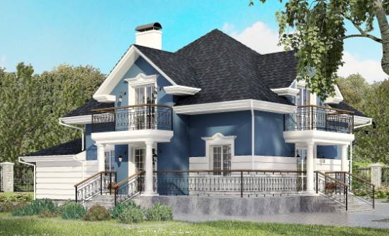 180-002-П Проект двухэтажного дома с мансардным этажом, гараж, простой загородный дом из кирпича Колпашево | Проекты домов от House Expert