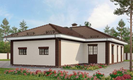 160-015-П Проект одноэтажного дома, гараж, красивый домик из поризованных блоков Томск | Проекты одноэтажных домов от House Expert