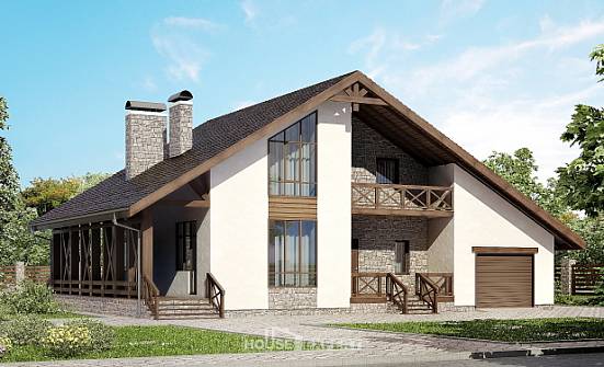 265-001-П Проект двухэтажного дома мансардный этаж и гаражом, современный дом из поризованных блоков Колпашево | Проекты домов от House Expert