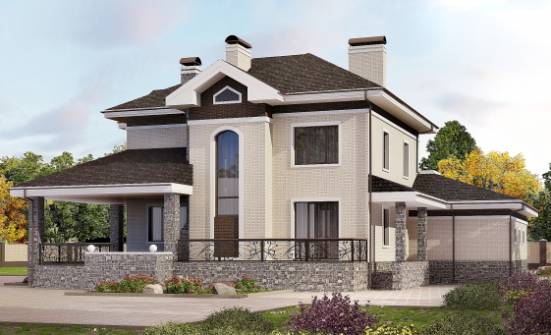 365-001-Л Проект трехэтажного дома, гараж, современный домик из кирпича Северск | Проекты домов от House Expert