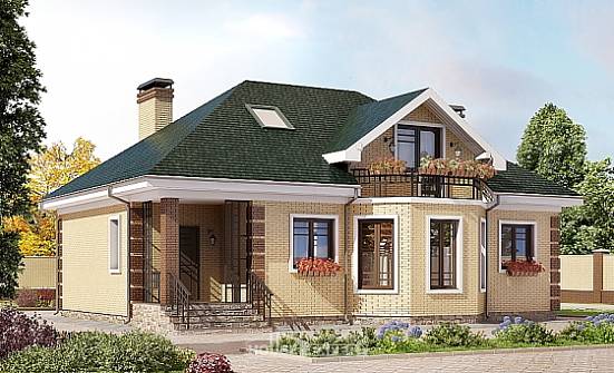 150-013-Л Проект двухэтажного дома с мансардой, бюджетный домик из кирпича Томск | Проекты домов от House Expert