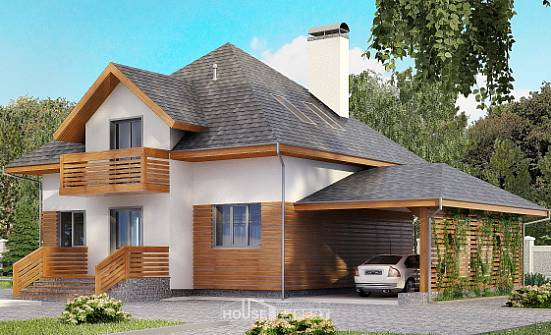 155-004-П Проект двухэтажного дома мансардный этаж и гаражом, красивый дом из арболита Томск | Проекты домов от House Expert