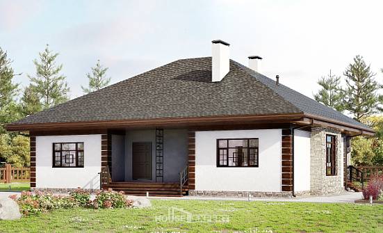 135-003-П Проект одноэтажного дома, бюджетный загородный дом из теплоблока Томск | Проекты домов от House Expert