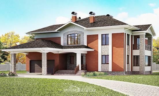 400-002-Л Проект двухэтажного дома, гараж, просторный коттедж из кирпича Томск | Проекты домов от House Expert