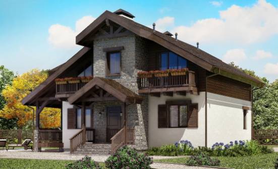 150-004-Л Проект двухэтажного дома с мансардным этажом, небольшой домик из блока Колпашево | Проекты домов от House Expert