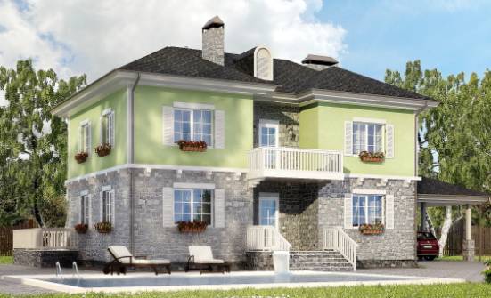 155-006-П Проект двухэтажного дома и гаражом, недорогой коттедж из твинблока Колпашево | Проекты домов от House Expert