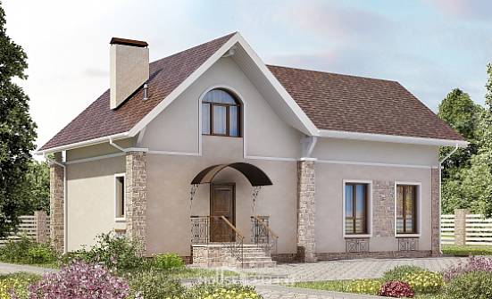 150-012-Л Проект двухэтажного дома мансардой, уютный коттедж из твинблока Колпашево | Проекты домов от House Expert