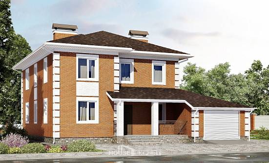 220-004-Л Проект двухэтажного дома, гараж, современный домик из кирпича Северск | Проекты домов от House Expert