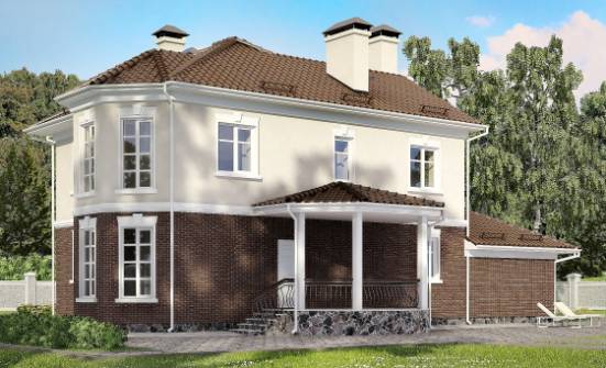 190-002-Л Проект двухэтажного дома и гаражом, просторный дом из поризованных блоков Северск | Проекты домов от House Expert