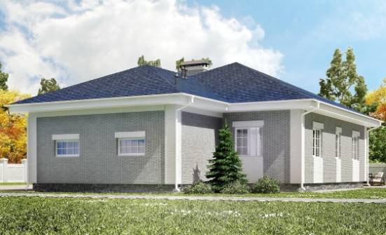 130-002-П Проект одноэтажного дома и гаражом, красивый дом из газобетона Колпашево | Проекты домов от House Expert