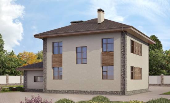 185-004-П Проект двухэтажного дома, гараж, классический коттедж из поризованных блоков Стрежевой | Проекты домов от House Expert