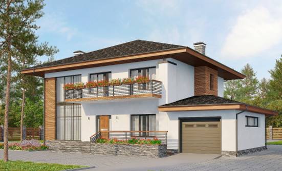 305-001-П Проект двухэтажного дома, гараж, большой домик из керамзитобетонных блоков Стрежевой | Проекты домов от House Expert