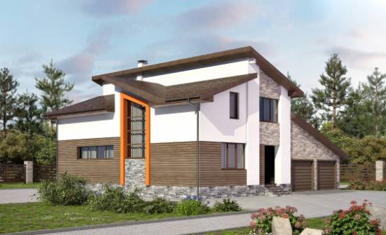 240-004-П Проект двухэтажного дома мансардой, гараж, классический загородный дом из твинблока Колпашево | Проекты домов от House Expert