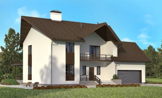300-002-П Проект двухэтажного дома мансардный этаж и гаражом, большой домик из твинблока Колпашево | Проекты домов от House Expert