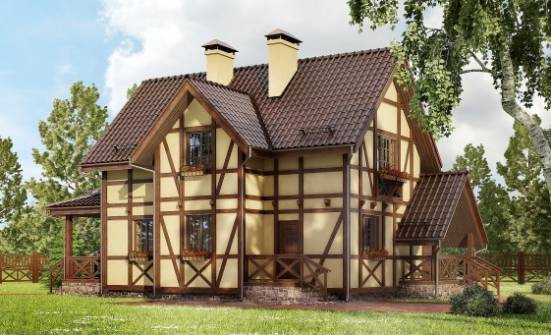 160-003-П Проект двухэтажного дома мансардой, компактный домик из твинблока Северск | Проекты домов от House Expert