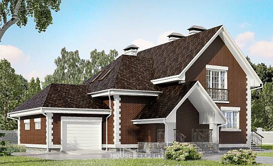 190-003-Л Проект двухэтажного дома мансардой и гаражом, красивый домик из твинблока Колпашево | Проекты домов от House Expert