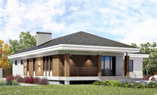 165-001-П Проект одноэтажного дома, гараж, экономичный коттедж из керамзитобетонных блоков Асино | Проекты домов от House Expert