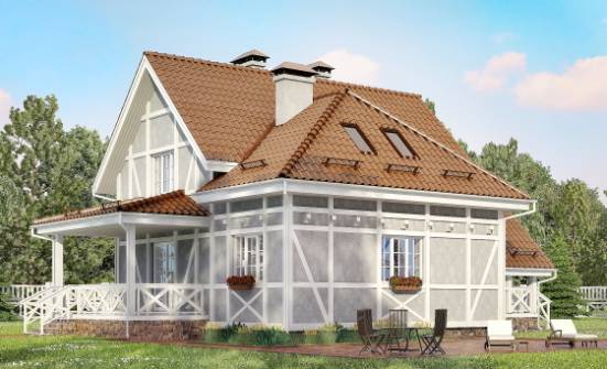 160-003-Л Проект двухэтажного дома с мансардой, уютный дом из газосиликатных блоков Колпашево | Проекты домов от House Expert