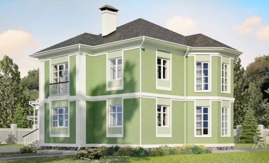 170-001-Л Проект двухэтажного дома и гаражом, красивый коттедж из твинблока Стрежевой | Проекты домов от House Expert