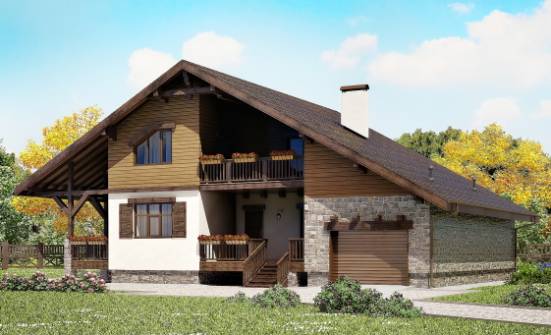 220-005-П Проект двухэтажного дома с мансардным этажом, гараж, красивый домик из кирпича Асино | Проекты домов от House Expert