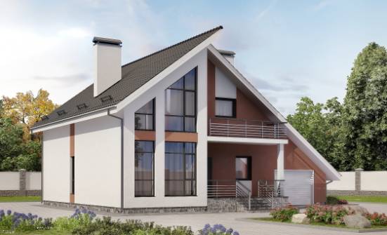 200-007-П Проект двухэтажного дома с мансардой, гараж, средний загородный дом из блока Асино | Проекты домов от House Expert