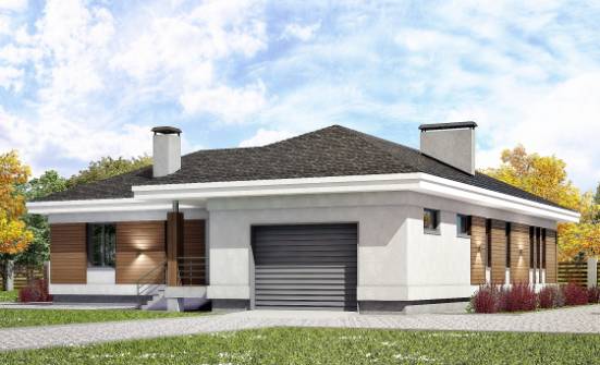 165-001-П Проект одноэтажного дома, гараж, экономичный коттедж из керамзитобетонных блоков Асино | Проекты домов от House Expert