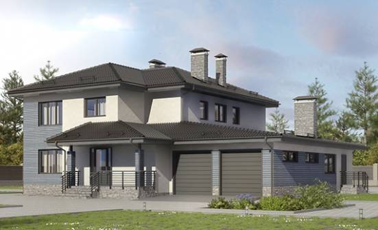 340-005-П Проект двухэтажного дома и гаражом, просторный загородный дом из бризолита Колпашево | Проекты домов от House Expert