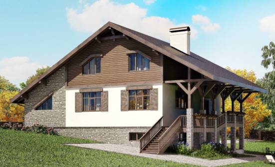 300-003-П Проект трехэтажного дома мансардой, гараж, огромный коттедж из кирпича Колпашево | Проекты домов от House Expert