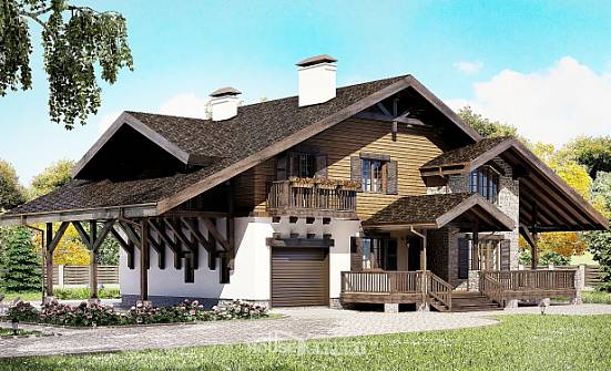 270-001-Л Проект двухэтажного дома с мансардным этажом, гараж, просторный дом из кирпича Северск | Проекты домов от House Expert