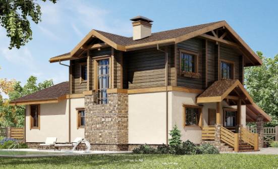 170-004-П Проект двухэтажного дома мансардный этаж, гараж, красивый домик из пеноблока из бревен Колпашево | Проекты домов от House Expert