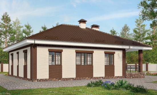 160-015-П Проект одноэтажного дома, гараж, красивый домик из поризованных блоков Томск | Проекты домов от House Expert