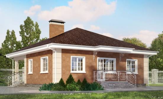 100-001-Л Проект одноэтажного дома, красивый загородный дом из арболита Томск | Проекты одноэтажных домов от House Expert